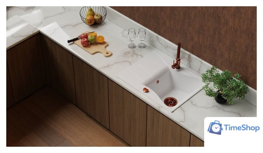 Кухонная мойка Kernau KGS O 4565 1B1D Pure White - Изображение №3 — Интернет-магазин Time-Shop