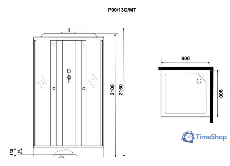 Душевая кабина Niagara Promo P90/13Q/MT 90x90x215 - Изображение №7 — Интернет-магазин Time-Shop