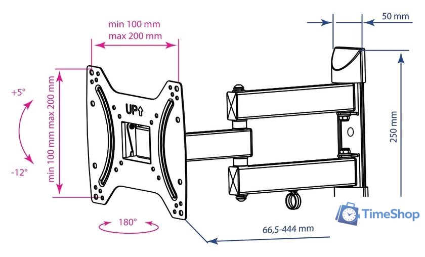 Кронштейн для телевизора Kromax DIX-22 (черный) - Изображение №2 — Интернет-магазин Time-Shop
