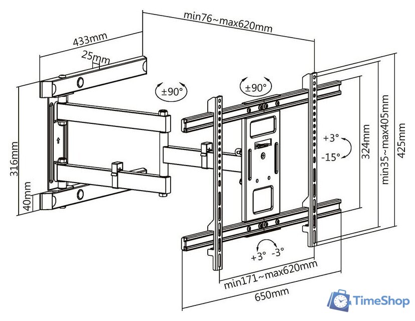 Кронштейн для телевизора Ultramounts UM911 (черный) - Изображение №13 — Интернет-магазин Time-Shop