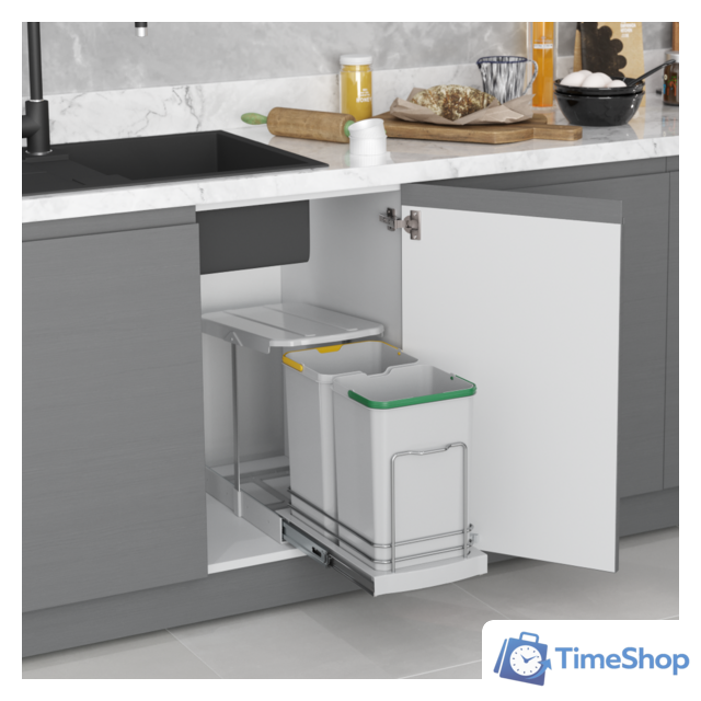 Система сортировки мусора Starax S-2392-G 24 л (серый) - Изображение №2 — Интернет-магазин Time-Shop