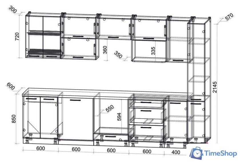 Готовая кухня Интерлиния Мила Gloss 3.1-ПМ2 (керамика/кашемир/травертин серый) - Изображение №6 — Интернет-магазин Time-Shop