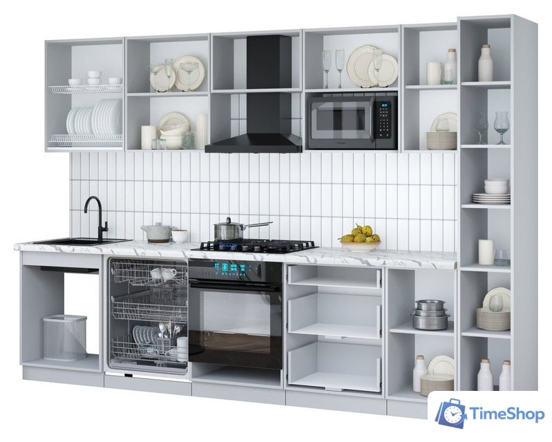 Готовая кухня Интерлиния Мила Gloss 3.1-ПМ2 (керамика/кашемир/травертин серый) - Изображение №3 — Интернет-магазин Time-Shop