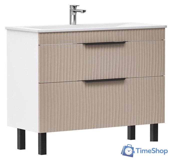  Volna Тумба с умывальником Lotty 100.2Y Pulsus + Pulsus 100 (латте, напольная) - Изображение №3 — Интернет-магазин Time-Shop