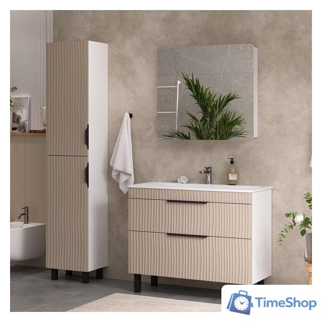  Volna Тумба с умывальником Lotty 100.2Y Pulsus + Pulsus 100 (латте, напольная) - Изображение №9 — Интернет-магазин Time-Shop