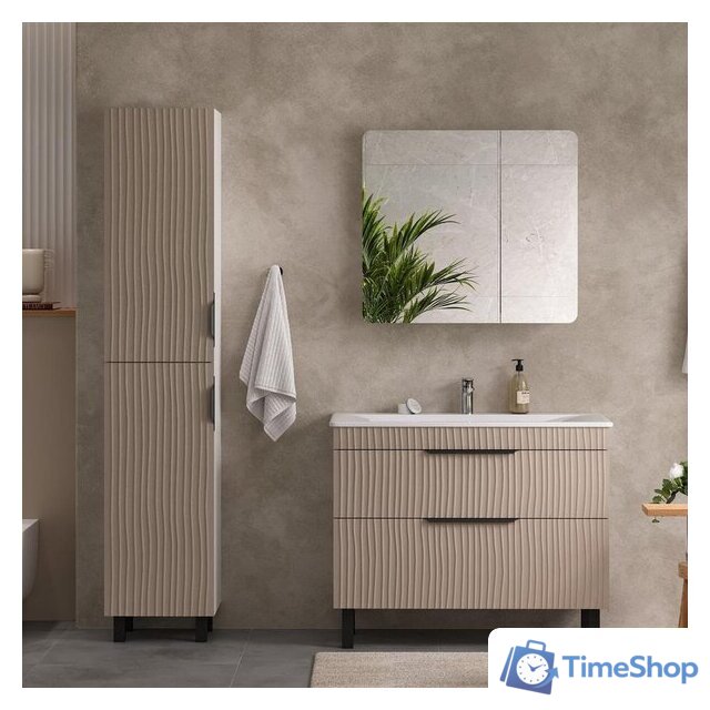  Volna Тумба с умывальником Lotty 100.2Y Pulsus + Pulsus 100 (латте, напольная) - Изображение №8 — Интернет-магазин Time-Shop