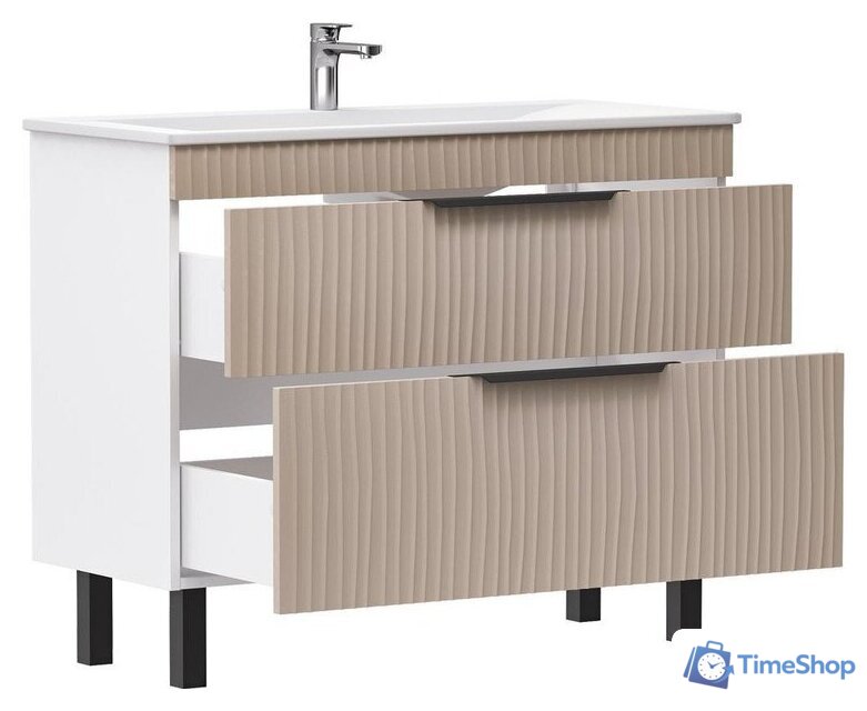  Volna Тумба с умывальником Lotty 100.2Y Pulsus + Pulsus 100 (латте, напольная) - Изображение №4 — Интернет-магазин Time-Shop