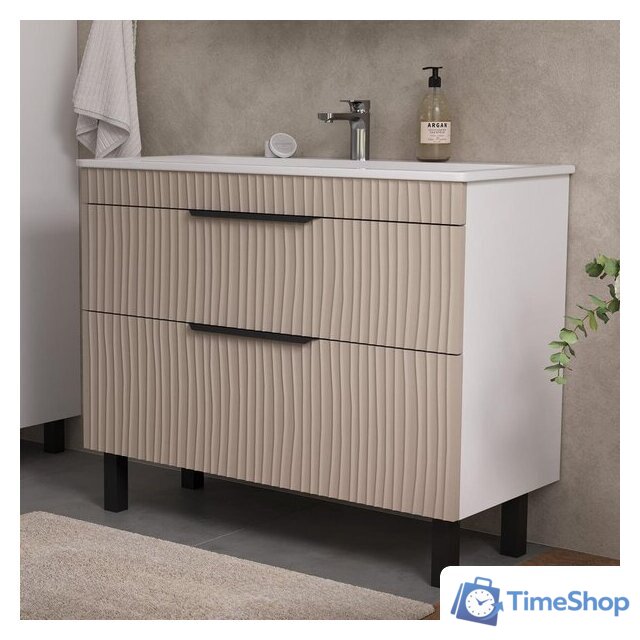  Volna Тумба с умывальником Lotty 100.2Y Pulsus + Pulsus 100 (латте, напольная) - Изображение №1 — Интернет-магазин Time-Shop