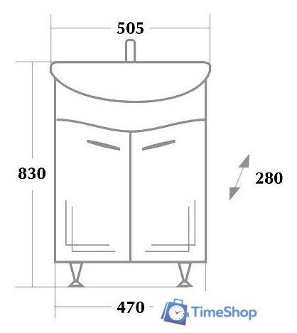  Onika Тумба Лада 50.11 с умывальником Ладога-50 (белый) - Изображение №3 — Интернет-магазин Time-Shop