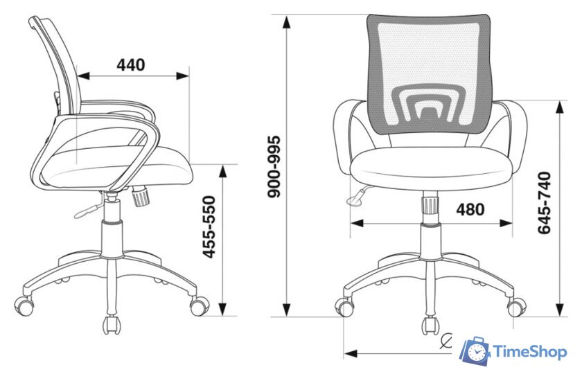 Офисное кресло Бюрократ CH-695N/OR/TW-11 (черный/оранжевый) - Изображение №5 — Интернет-магазин Time-Shop
