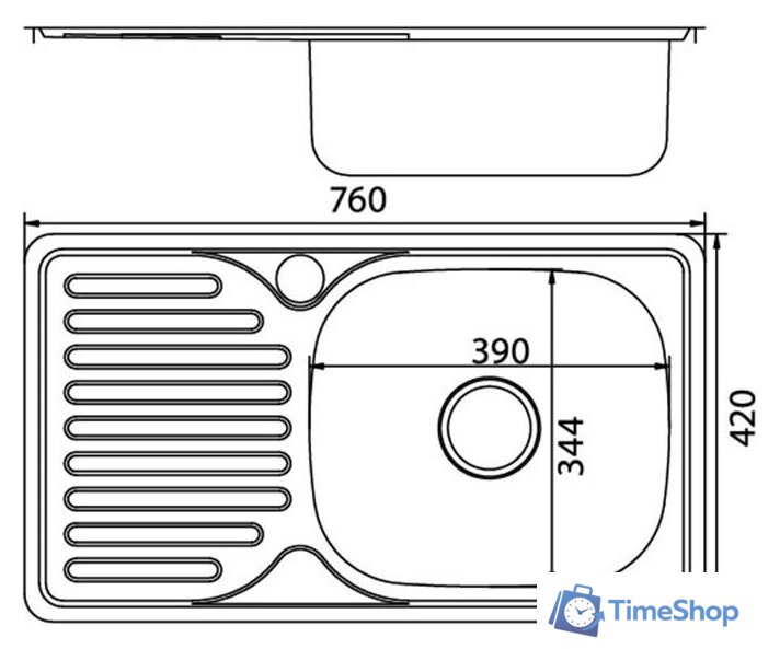 Кухонная мойка Mixline 535615 (правая, полированная, 0.8 мм) - Изображение №2 — Интернет-магазин Time-Shop