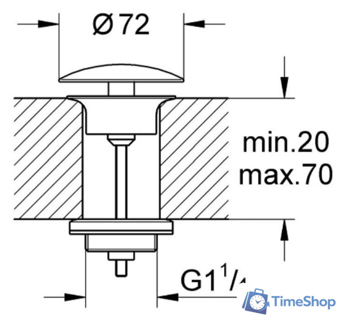 Донный клапан Grohe 65808000 - Изображение №2 — Интернет-магазин Time-Shop