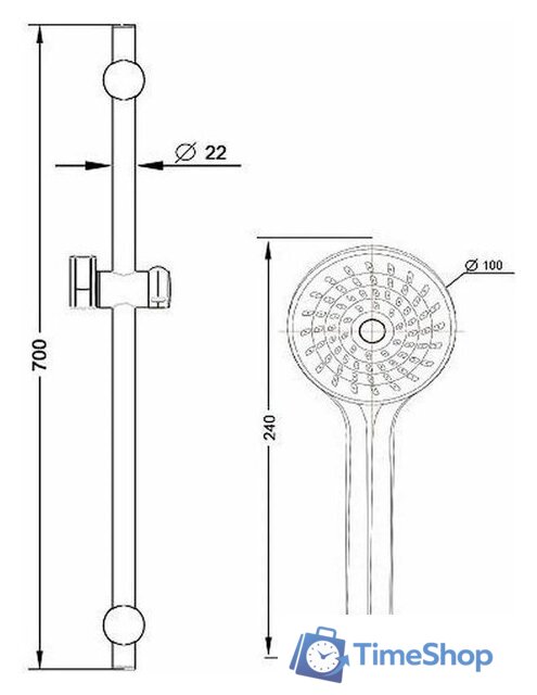 Душевой гарнитур  Esko SSS751 - Изображение №2 — Интернет-магазин Time-Shop