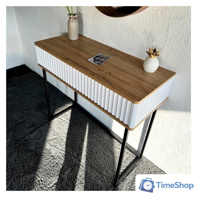 Консольный стол Shtabe Royal 5011 эко (белый/дуб кантри золотой/черный) - Изображение №4 — Интернет-магазин Time-Shop