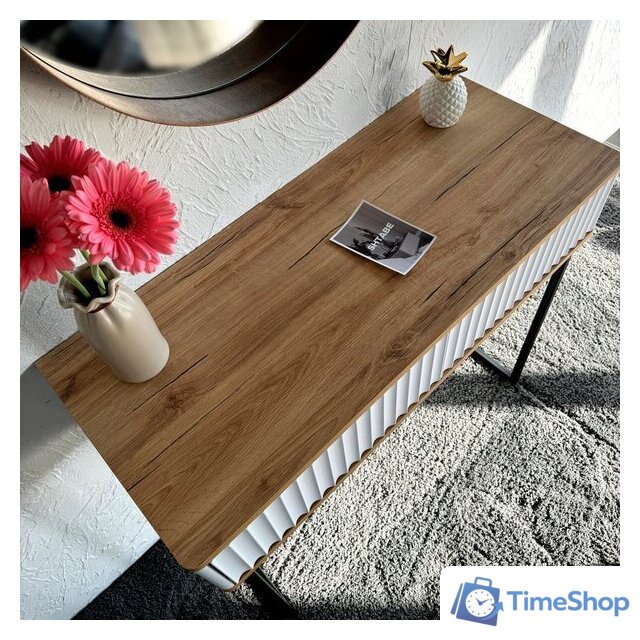 Консольный стол Shtabe Royal 5011 эко (белый/дуб кантри золотой/черный) - Изображение №5 — Интернет-магазин Time-Shop