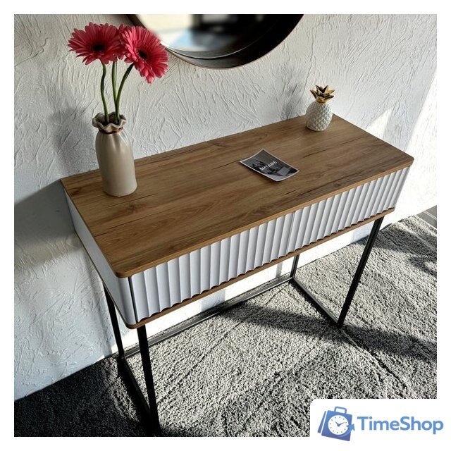 Консольный стол Shtabe Royal 5011 эко (белый/дуб кантри золотой/черный) - Изображение №3 — Интернет-магазин Time-Shop