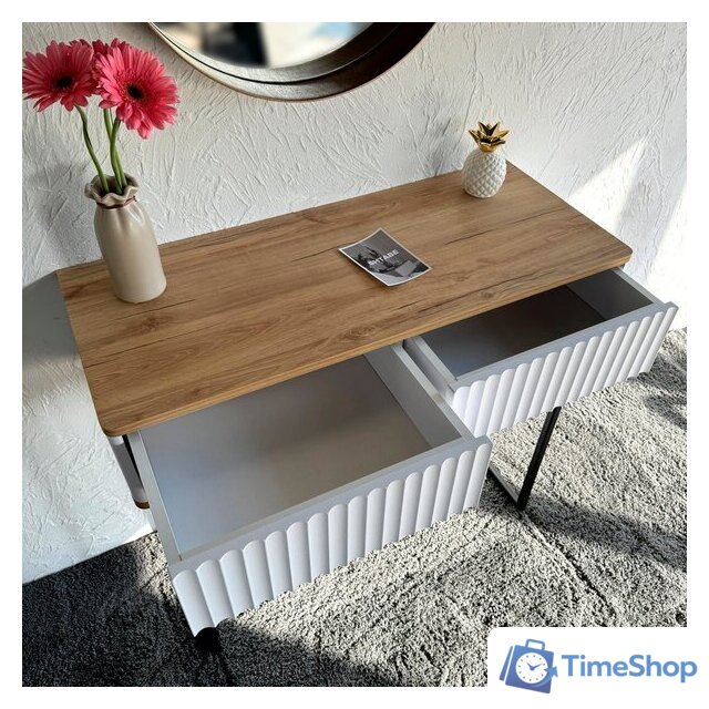 Консольный стол Shtabe Royal 5011 эко (белый/дуб кантри золотой/черный) - Изображение №7 — Интернет-магазин Time-Shop