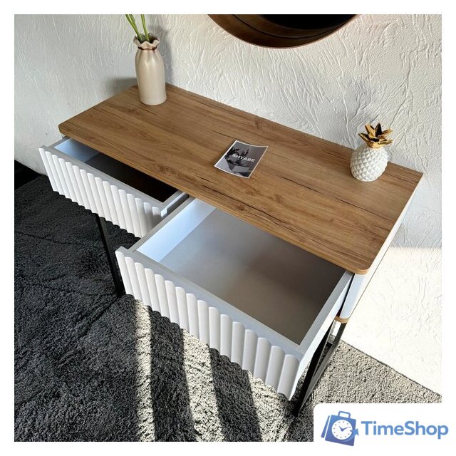 Консольный стол Shtabe Royal 5011 эко (белый/дуб кантри золотой/черный) - Изображение №8 — Интернет-магазин Time-Shop