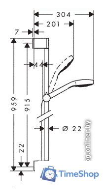 Душевой гарнитур  Hansgrohe Croma Select S [26572400] - Изображение №2 — Интернет-магазин Time-Shop