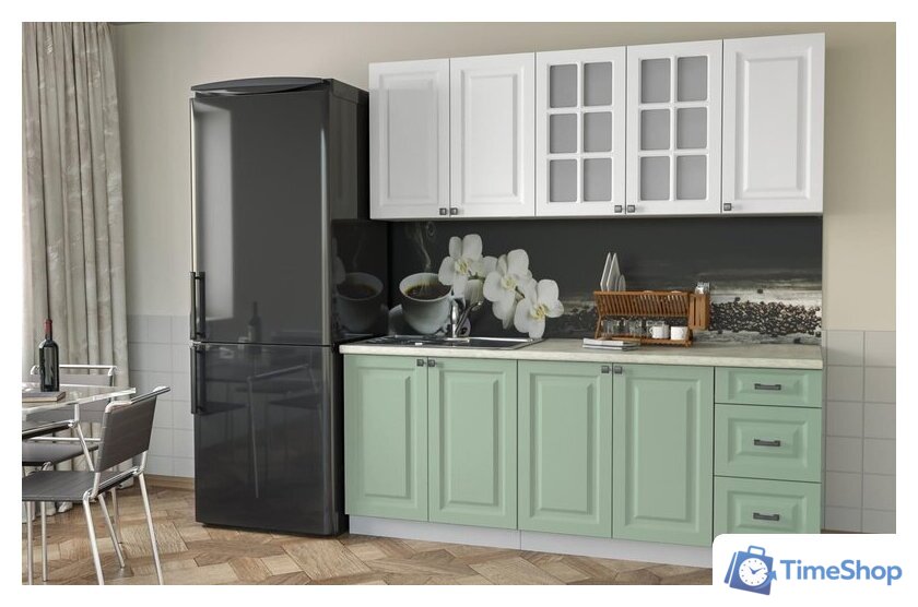 Готовая кухня Интерлиния Мила Деко 2.0 А (мята/белый/опал светлый) - Изображение №2 — Интернет-магазин Time-Shop