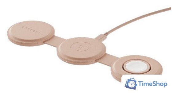 Беспроводное зарядное Satechi OntheGo 3-in-1 Charger ST-QTG31R (розовый) - Изображение №1 — Интернет-магазин Time-Shop