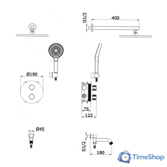 Душевая система  Vieir V25003-3G - Изображение №2 — Интернет-магазин Time-Shop