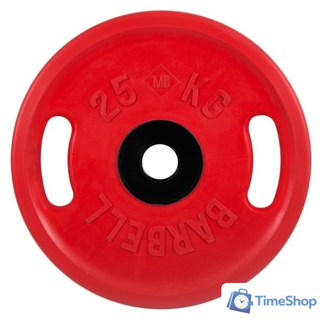 Диск MB Barbell Евро-классик с ручками 51 мм (1x25 кг, красный) - Изображение №1 — Интернет-магазин Time-Shop