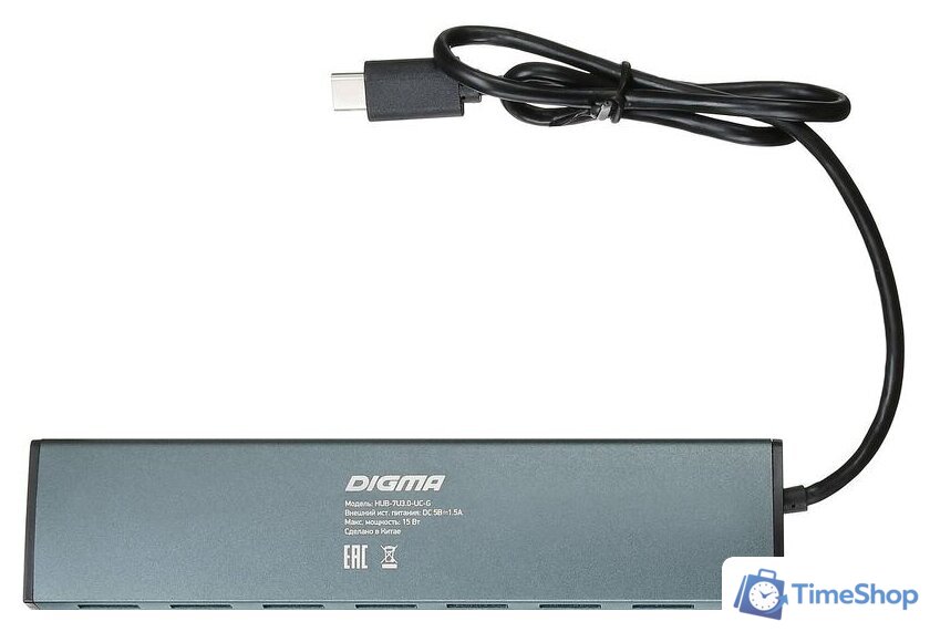 USB-хаб Digma HUB-7U3.0-UC-G - Изображение №4 — Интернет-магазин Time-Shop