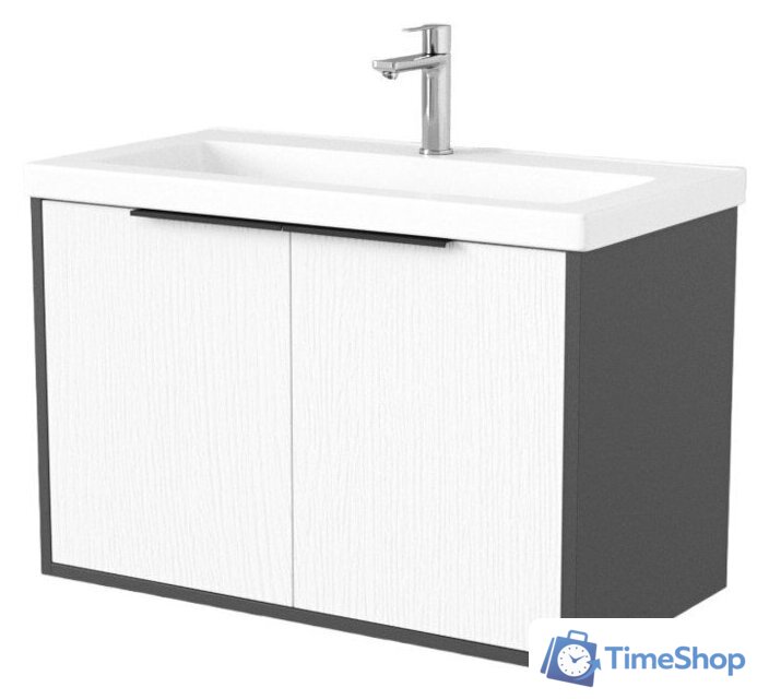  Дабер Тумба под умывальник 018 Тобага/Эридан 80 Т18.8Т.0.20Ч (белый древесный/серый/ручка черная) - Изображение №1 — Интернет-магазин Time-Shop