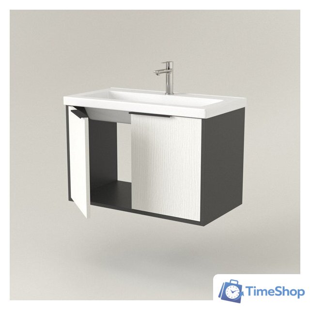  Дабер Тумба под умывальник 018 Тобага/Эридан 80 Т18.8Т.0.20Ч (белый древесный/серый/ручка черная) - Изображение №3 — Интернет-магазин Time-Shop