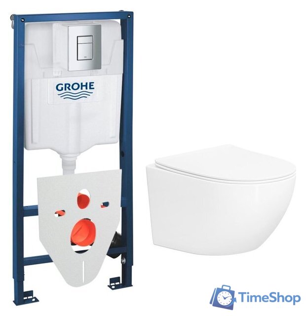 Унитаз подвесной Lauter Sulzdorf + GROHE Rapid SL 38772001 + панель GROHE 37131000 (белый с микролифтом) - Изображение №1 — Интернет-магазин Time-Shop