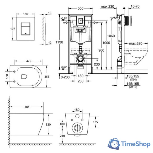 Унитаз подвесной Lauter Sulzdorf + GROHE Rapid SL 38772001 + панель GROHE 37131000 (белый с микролифтом) - Изображение №20 — Интернет-магазин Time-Shop