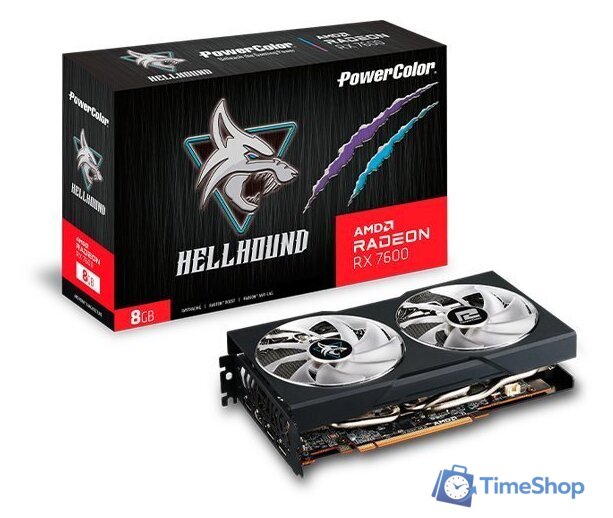 Видеокарта PowerColor Hellhound Radeon RX 7600 8GB GDDR6 RX 7600 8G-L/OC - Изображение №2 — Интернет-магазин Time-Shop