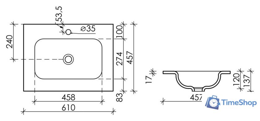 Умывальник Ceramica Nova Element CN7011 - Изображение №3 — Интернет-магазин Time-Shop