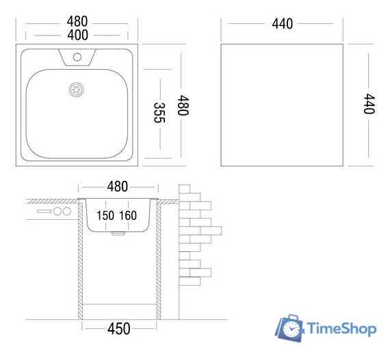 Кухонная мойка Ukinox CLM480.480-GT6K 0C - Изображение №2 — Интернет-магазин Time-Shop