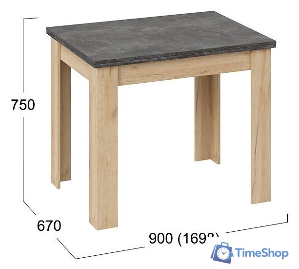 Кухонный стол Трия Промо тип 3 (дуб крафт золотой/ателье темное) - Изображение №2 — Интернет-магазин Time-Shop