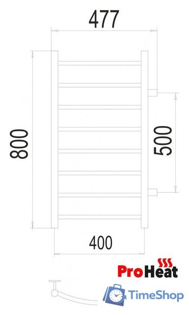 Полотенцесушитель ProHeat Classic 40x80 (боковое подключение) - Изображение №2 — Интернет-магазин Time-Shop