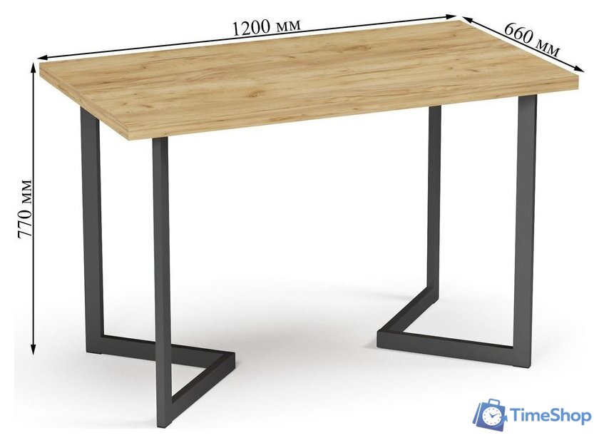 Кухонный стол Soma Miata 36 120x66 (дуб крафт золотой/черный) - Изображение №5 — Интернет-магазин Time-Shop