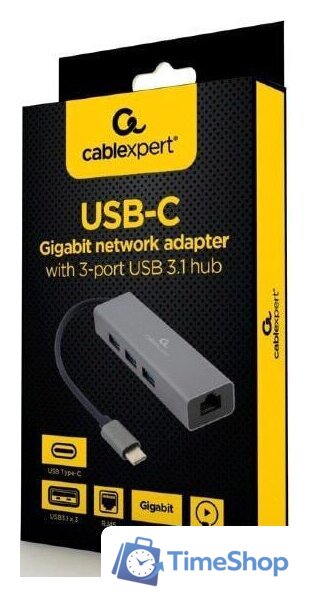 USB-хаб Cablexpert A-CMU3-LAN-01 - Изображение №2 — Интернет-магазин Time-Shop