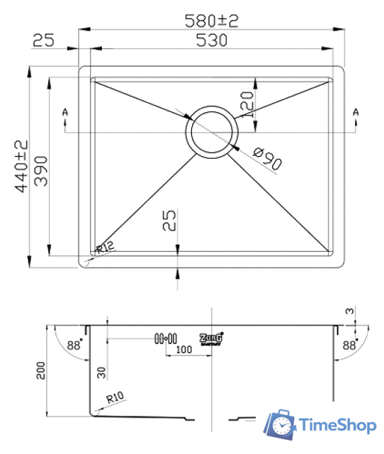 Кухонная мойка ZorG R-5844 - Изображение №2 — Интернет-магазин Time-Shop