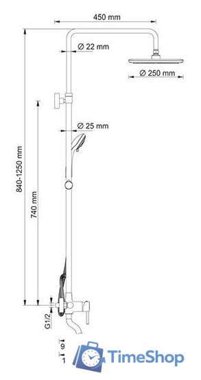 Душевая система  Wasserkraft A14401 - Изображение №7 — Интернет-магазин Time-Shop