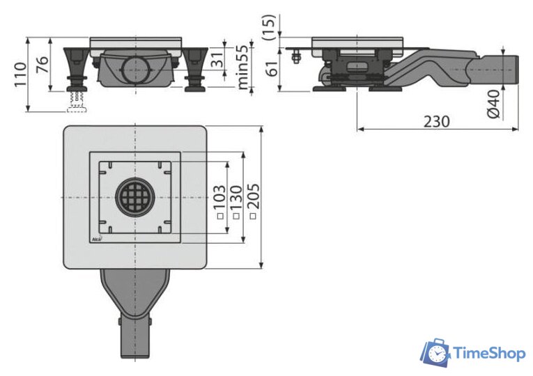 Трап/канал Alcaplast APV110 (без решетки) - Изображение №2 — Интернет-магазин Time-Shop