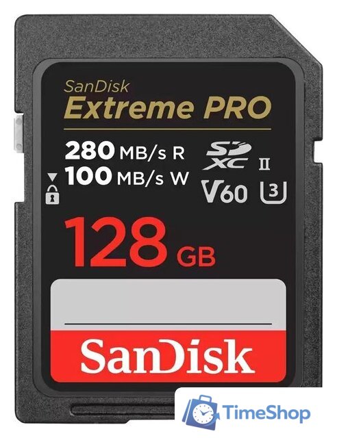 Карта памяти SanDisk Extreme PRO SDXC SDSDXEP-128G-GN4IN 128GB - Изображение №1 — Интернет-магазин Time-Shop