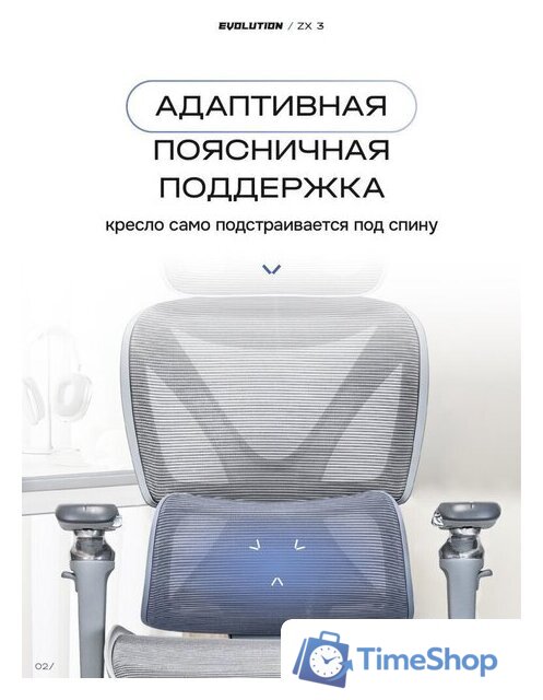 Офисное кресло Evolution ZX 3 (серый) - Изображение №3 — Интернет-магазин Time-Shop