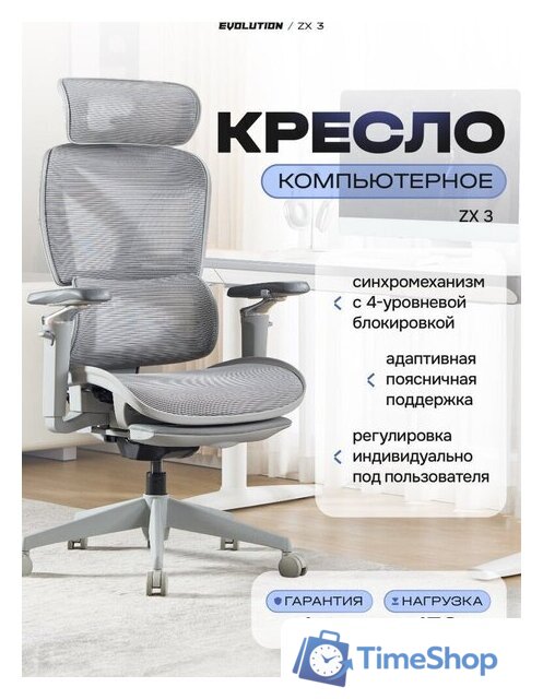 Офисное кресло Evolution ZX 3 (серый) - Изображение №1 — Интернет-магазин Time-Shop