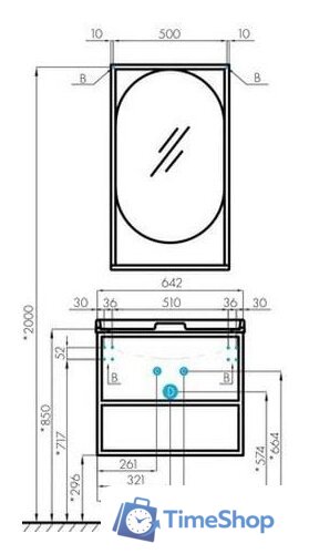  Акватон Тумба Фабрик 65 под умывальник Джой-3 (дуб эндгрейн) - Изображение №4 — Интернет-магазин Time-Shop