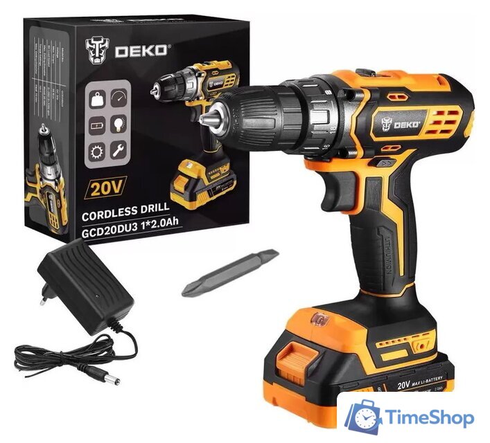 Дрель-шуруповерт Deko GCD20DU3 063-4144 (с 1-им АКБ, без кейса) - Изображение №1 — Интернет-магазин Time-Shop