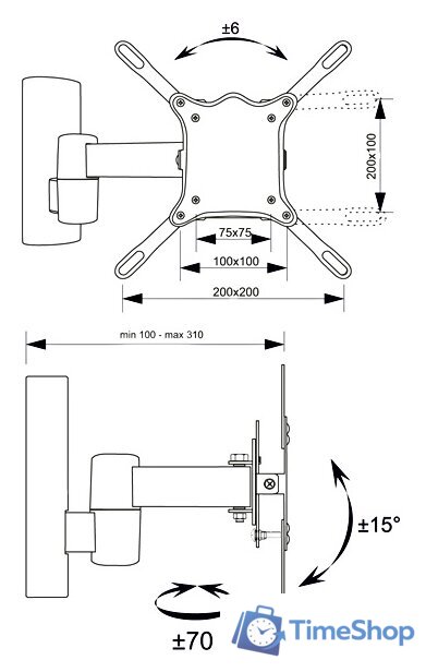 Кронштейн для телевизора Electric Light КБ-01-71 (черный) - Изображение №2 — Интернет-магазин Time-Shop