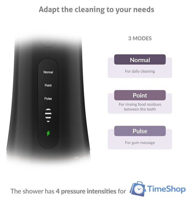 Ирригатор  TrueLife AquaFloss Compact L100 (черный) - Изображение №2 — Интернет-магазин Time-Shop