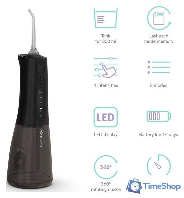 Ирригатор  TrueLife AquaFloss Compact L100 (черный) - Изображение №4 — Интернет-магазин Time-Shop